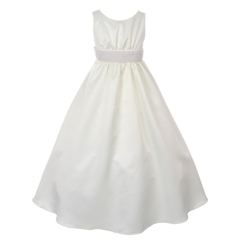 Cinderella Couture Big Girls Ivory Pearls Waistband Flower Girl Dress 8-16 - SophiasStyle.com